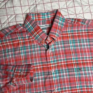 Southern Point Co Mens Medium Plaid Button Down Shirt Embroidered Dog Collar
